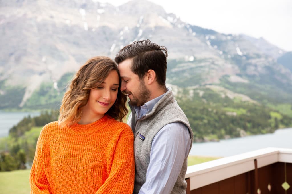 Waterton mountain background engagement session