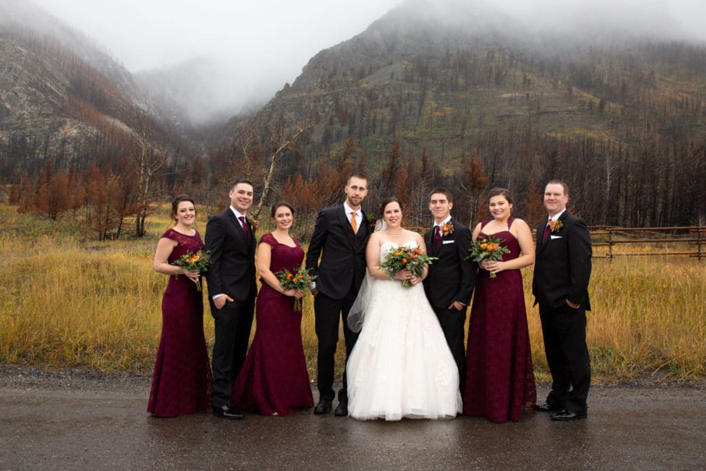 Bridal party picture in waterton